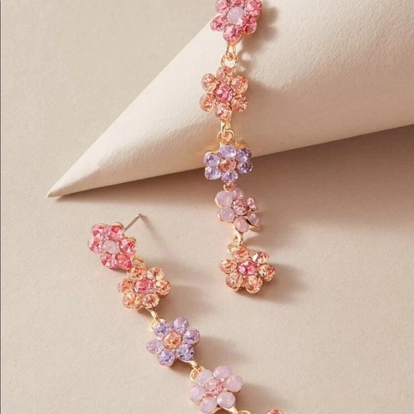 Betsey Johnson Cubic Zirconia Flower Earrings - Picture 3 of 8